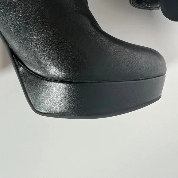 Leather Platform Stiletto Booties - Picture 6 of 14
